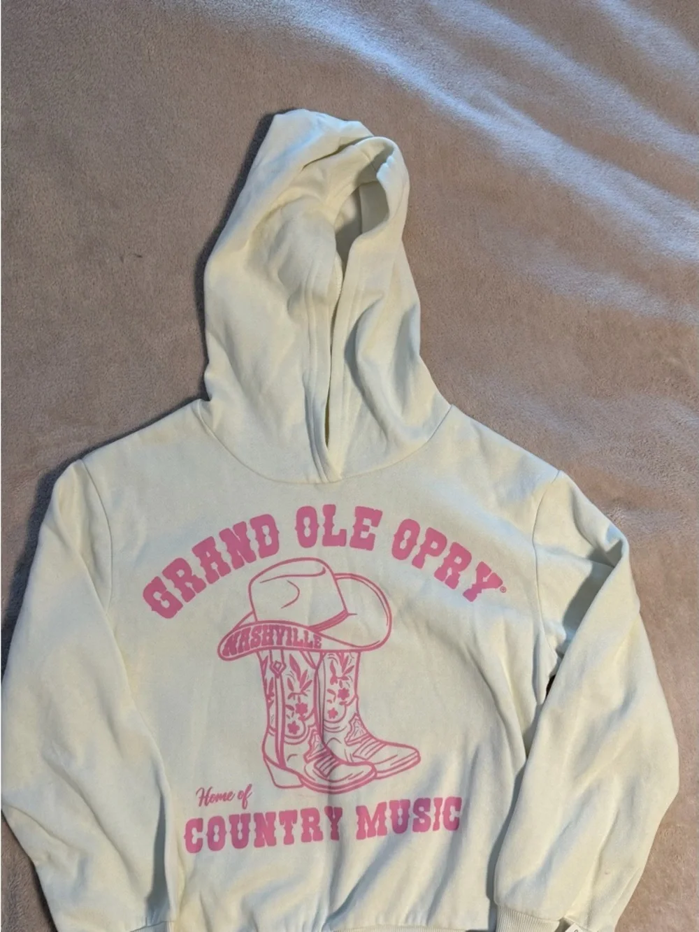 Grand Ole Opry Kids Cream Hoodie with Pink Graphic